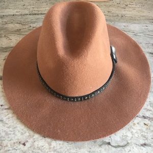 Anthropology Felt Panama Hat with Studded Leather